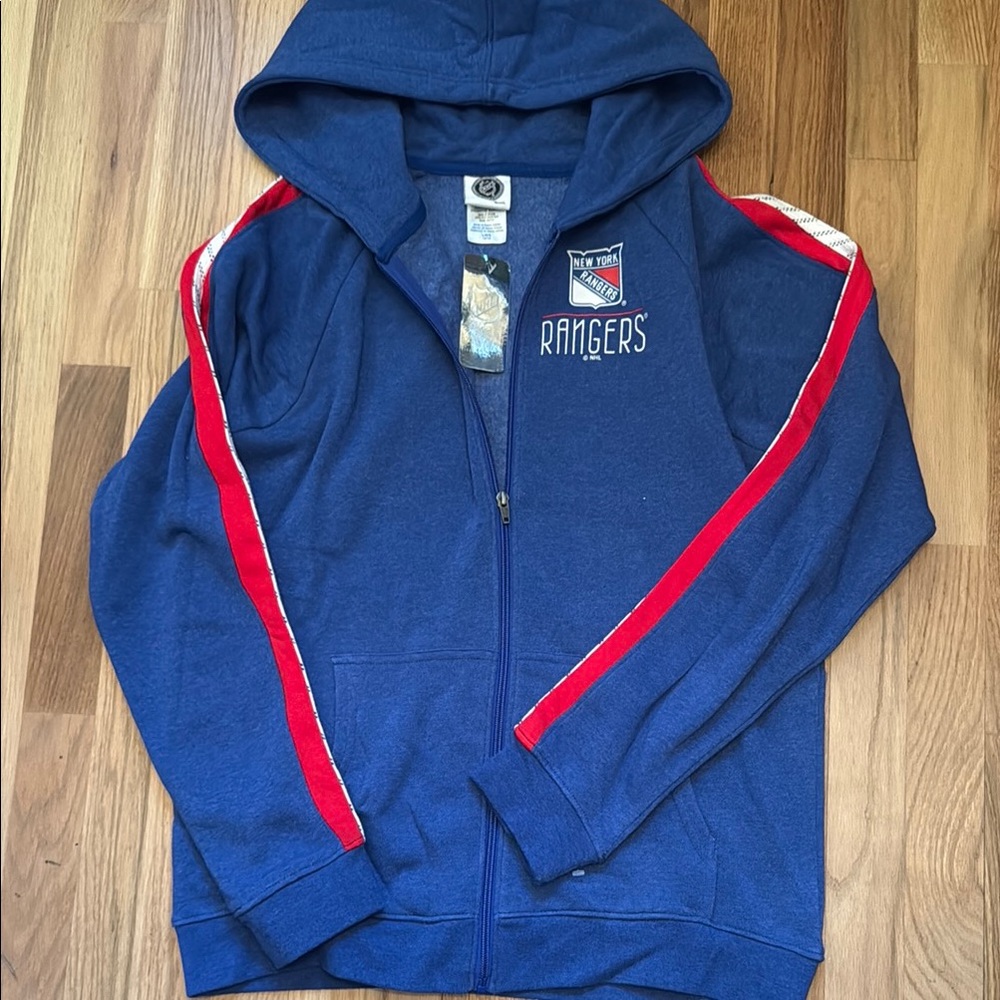 Blue Rangers Hoodie with Red Stripes